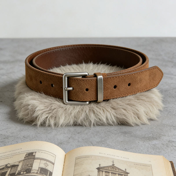 Колан - замшов финиш, катарама с пин, PU кожа, античен сребърен обков, винтидж стил (пин катарама; обков от сплав; антично сребро; PU кожа; старинен завършек)