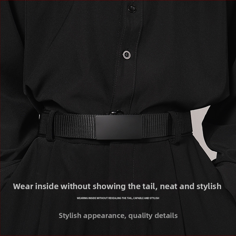 Колан от нейлонова платнена тъкан с автоматична закопчалка без зъбци, за мъже, ежедневен стил, модерен за младежи