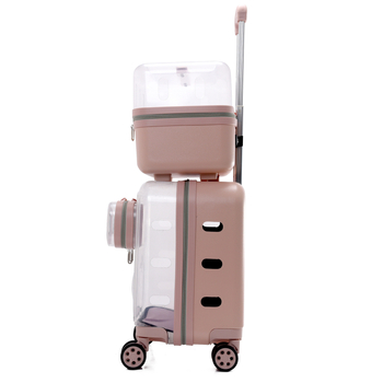 Valiză pentru animale de companie cu roți – PVC, capacitate 15, model animale, carcasă rigidă, brand Le Chong Castle