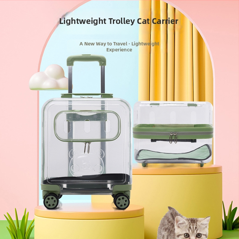 Valiză pentru animale de companie cu roți – PVC, capacitate 15, model animale, carcasă rigidă, brand Le Chong Castle