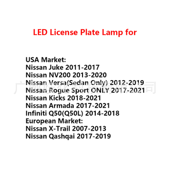LED svjetlo za registarsku pločicu Nissan Juke/NV200/Qashqai/Kicks - ABS+LED, 12V, 3W, 6000K, 50000h