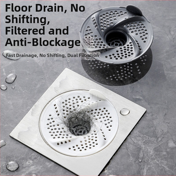 Filtrni poklopac odvodnog kanala u kupaonici s dizajnom vrtloga — za dlake, protiv začepljenja, protiv insekata