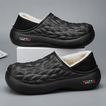 Férfi pamut papucs a lakásban, slip-on zárt hátsó résszel, EVA felső rész és talp, injekcióval formázott talp, korosztály 18–40