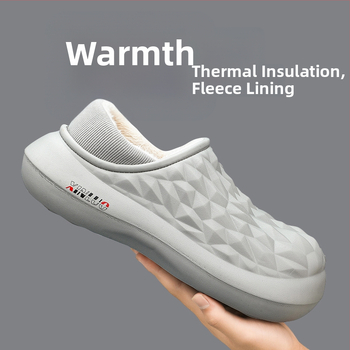 Férfi pamut papucs a lakásban, slip-on zárt hátsó résszel, EVA felső rész és talp, injekcióval formázott talp, korosztály 18–40