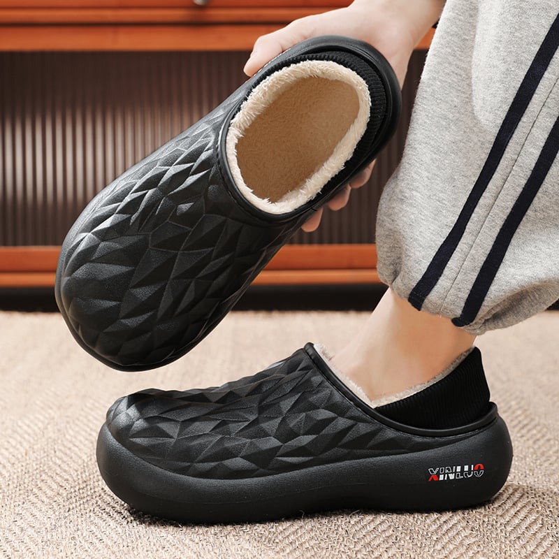 Férfi pamut papucs a lakásban, slip-on zárt hátsó résszel, EVA felső rész és talp, injekcióval formázott talp, korosztály 18–40