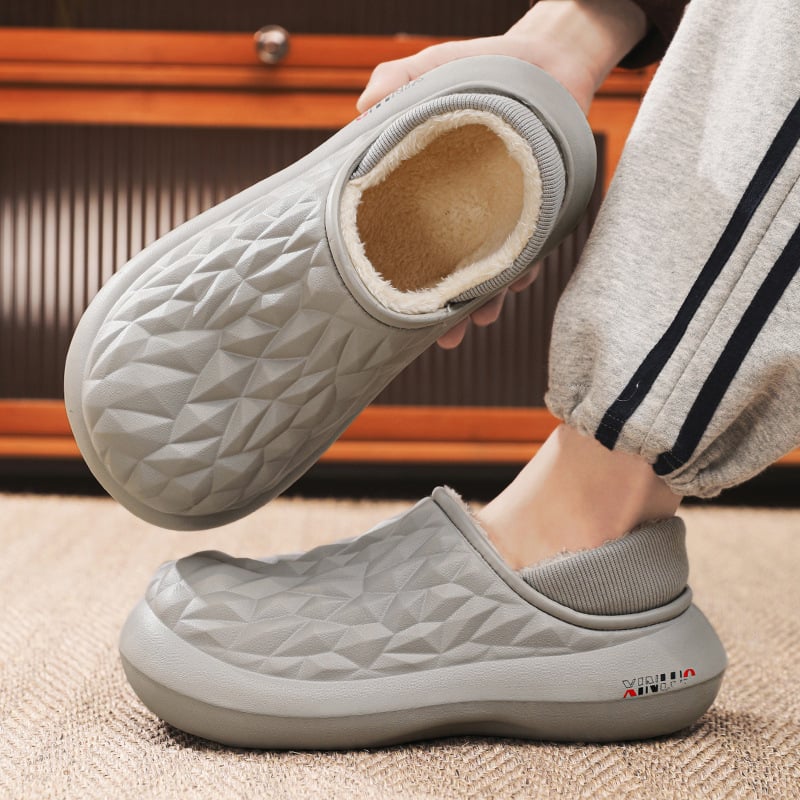 Férfi pamut papucs a lakásban, slip-on zárt hátsó résszel, EVA felső rész és talp, injekcióval formázott talp, korosztály 18–40