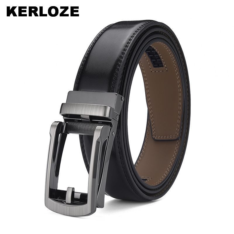 KERLOZE мъжки колан от естествена кожа с автоматична катарама – двуслоен колан от телешка кожа, катарама от сплав, ширина 2-4 см