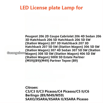 LED svjetlo registarske pločice za Peugeot Citroën 206/207/306/307/406/407