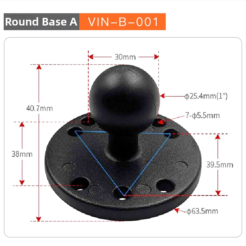 RAM baza s kugličnom glavom za držač sonar probe, spojni okvir za teško opremu i proširenje kabine građevinskog vozila (Šifra artikla F775T6S7SS6MMT, Model VIN)