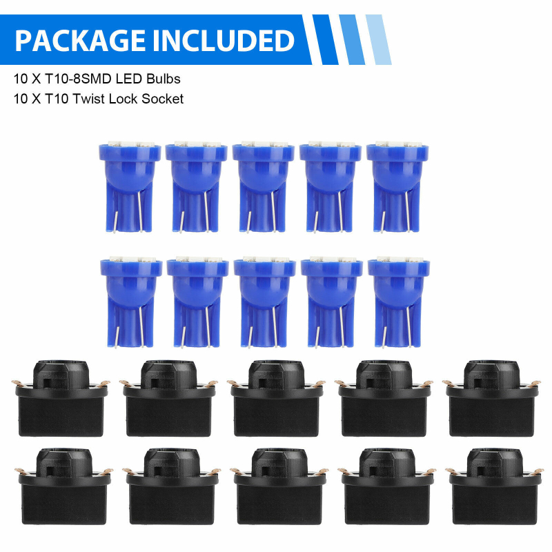 LED indikátor šírky a svetlá na poznávaciu značku, T10 + základňa, 3020 8SMD, 12V, 1.5W, 300 lm, s konektorovým setom