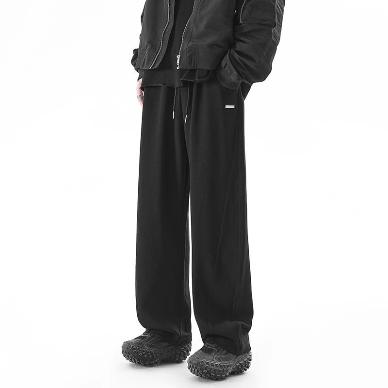 Мъжки памучни спортни панталони - свободна кройка, прав крак, средно висока талия, леко еластични