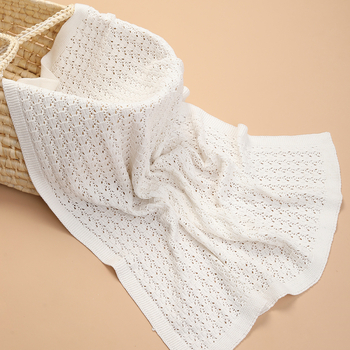 Pătură de bebe tricotată din bumbac 100% cu model romb perforat, pentru nou-născuți până la 3 ani, 200–300 g, pentru toate anotimpurile, INS stil