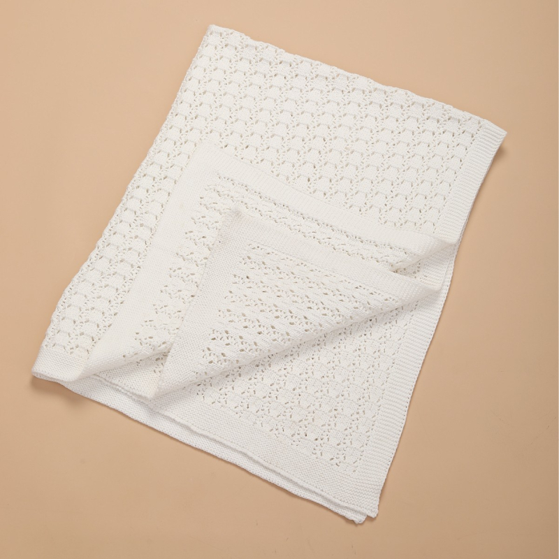 Pătură de bebe tricotată din bumbac 100% cu model romb perforat, pentru nou-născuți până la 3 ani, 200–300 g, pentru toate anotimpurile, INS stil