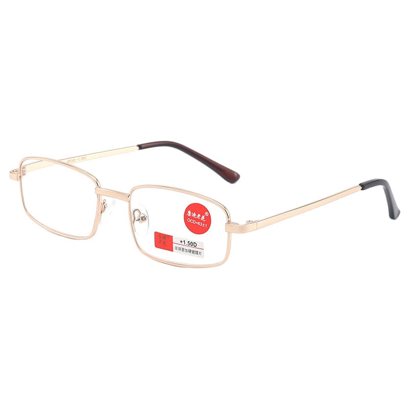 Ochelari pentru presbiopie, ramă completă pătrată din metal, lentile din rășină, anti-lumină albastră, protecție UV și anti-radiație, pentru vârstnici, vară 2025.