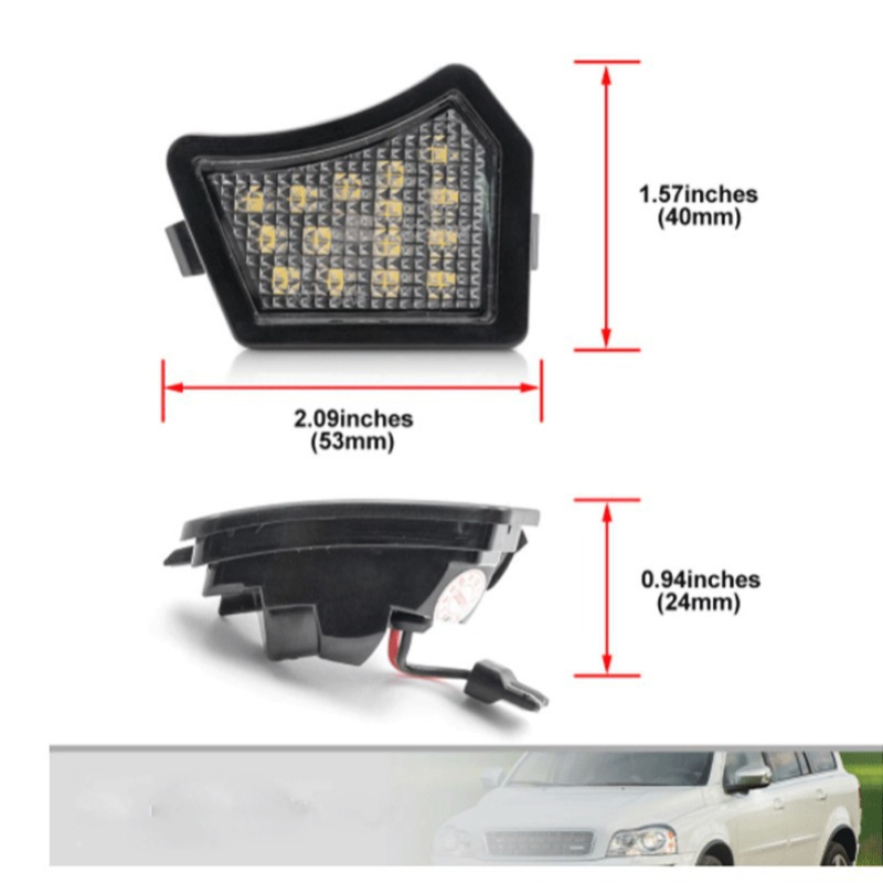 LED svjetlo za ogledalo za Volvo S80/S60, V40/V60/V70, XC90/XC70 — 12V, 5W, PC kućište, vijek trajanja 50.000 h