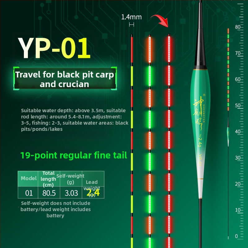 Rybárska plávka so svetelným telom, dvojité použitie, proti vetru a vlne, hrubý chvost • Materiál: kompozitný materiál • Značka: Default Item