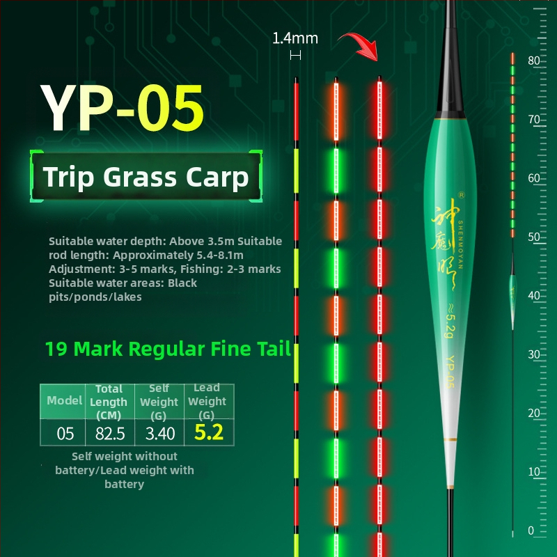 Rybárska plávka so svetelným telom, dvojité použitie, proti vetru a vlne, hrubý chvost • Materiál: kompozitný materiál • Značka: Default Item