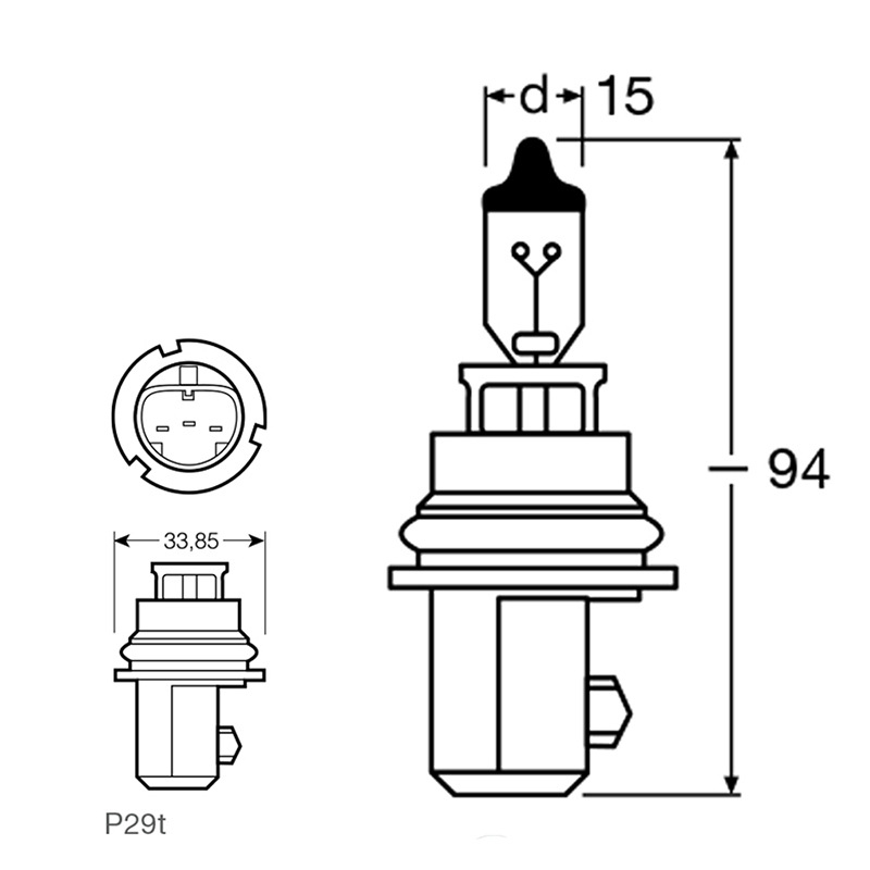 HB1 (9004) halogenska automobilska žarulja za prednja svjetla, kratko i daleko svjetlo; 12V, 45W, 1200/700 lm