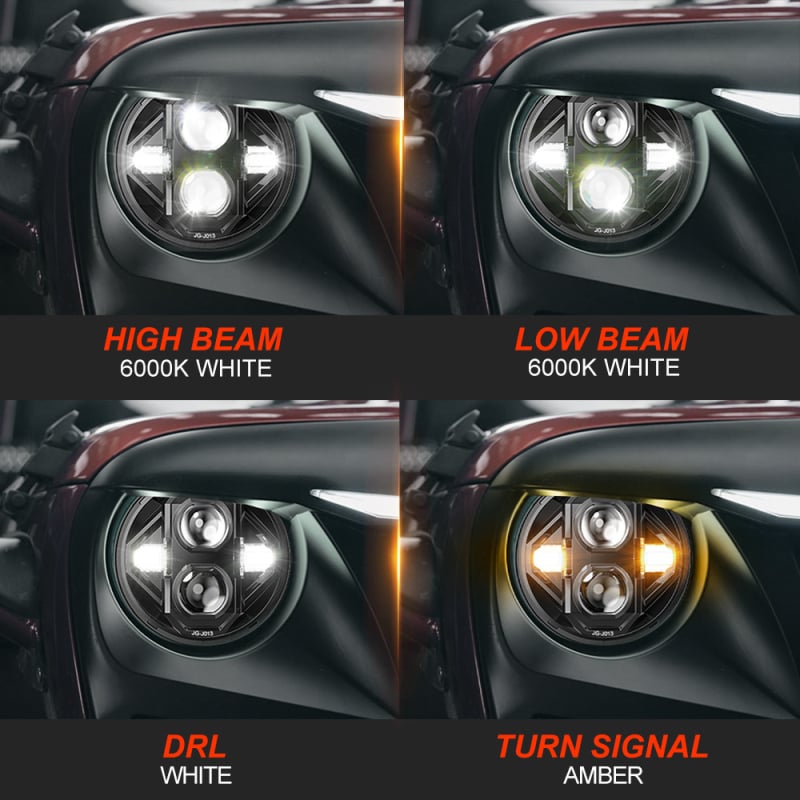 LED svjetla za Jeep Wrangler JK/JL/TJ - 55W, 12V, IP68/IP69K, 5500LM/2800LM, Model JG-j013-DE