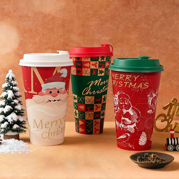 Κύπελλο μίας χρήσης για ζεστά ροφήματα, χριστουγεννιάτικο σχέδιο, PP, 700 ml, στρογγυλό, προσαρμόσιμο