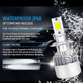 C6LED Prednje svjetlo za auto – kompatibilno s H1/H4/H7/H9/9012/9005/9006, spot leća, 200W, 9-36V, 5.4A