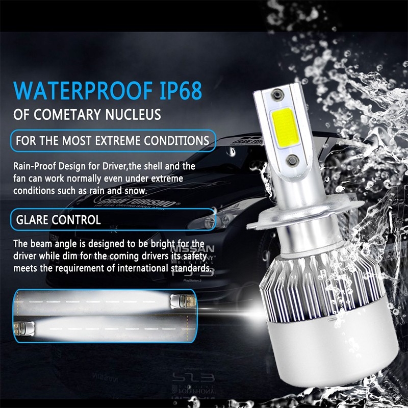 C6LED Prednje svjetlo za auto – kompatibilno s H1/H4/H7/H9/9012/9005/9006, spot leća, 200W, 9-36V, 5.4A