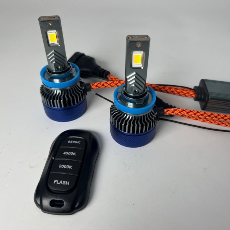 Daljinski upravljano inteligentno LED prednje svjetlo za automobil s promjenom boje, trobojni visokoučinkoviti H7/H11, aluminijsko kućište, 160W, 12V DC, 15000 lm