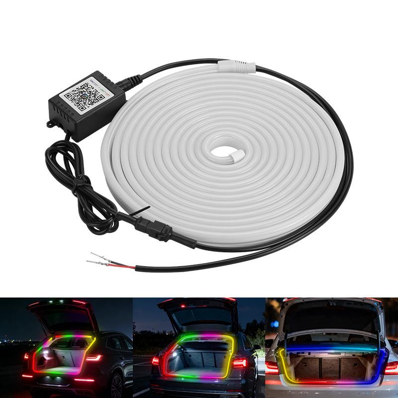 LED ambijentalne rasvjete za prtljažnik automobila, upravljane aplikacijom, šarene dekorativne rasvjete stražnjeg otvora.