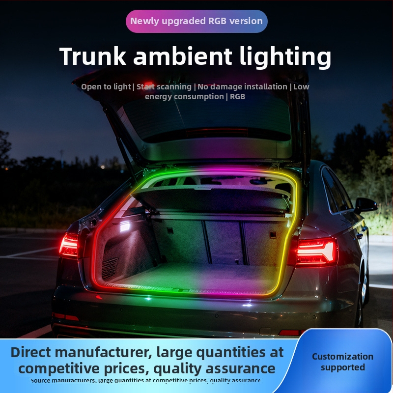LED ambijentalne rasvjete za prtljažnik automobila, upravljane aplikacijom, šarene dekorativne rasvjete stražnjeg otvora.