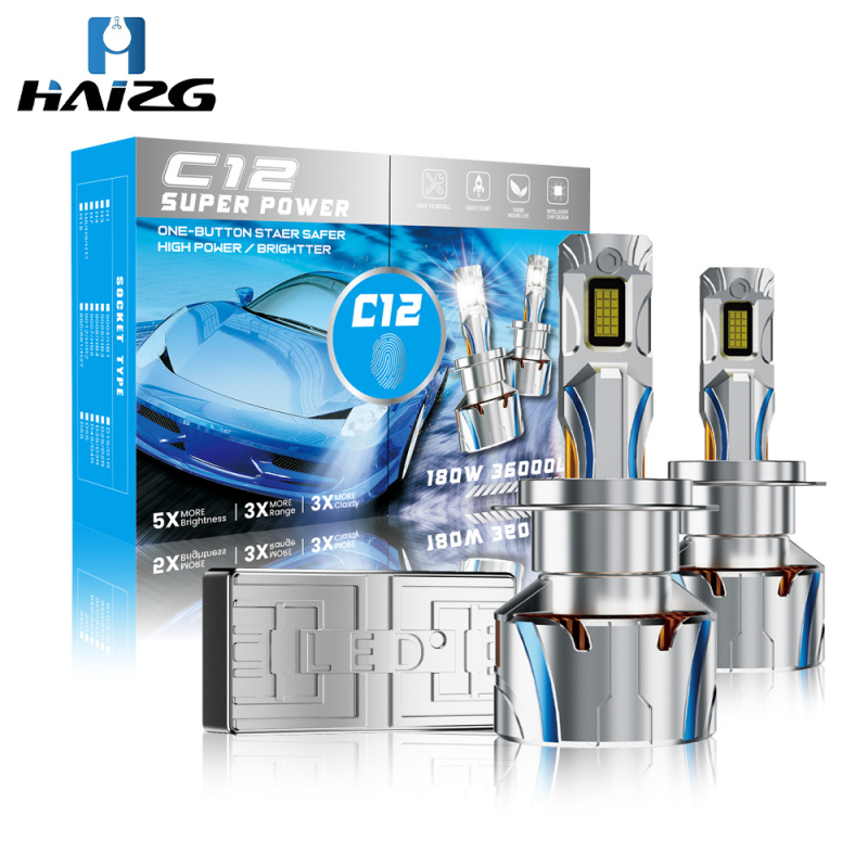 HAIZG C12 LED prednje auto svjetlo, 180W po paru, 36000 lm, IP68, kućište od cinka liveno, 9-36V