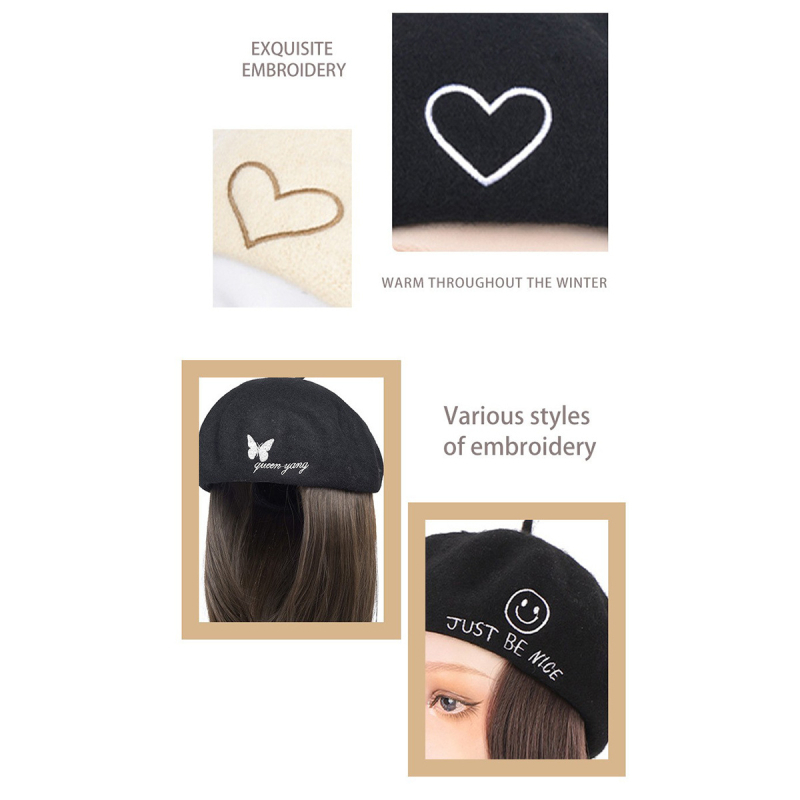 Perika u stilu beretke od baršuna za žene, kratka ravna kosa, kratka duljina, visokotemperaturna žica, model AT156