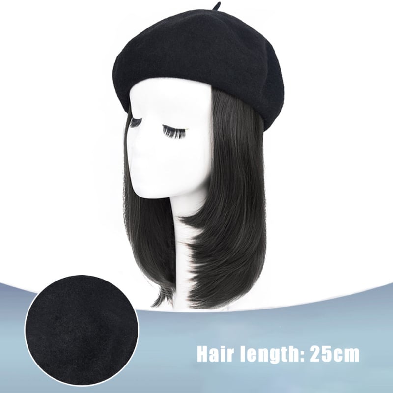 Perika u stilu beretke od baršuna za žene, kratka ravna kosa, kratka duljina, visokotemperaturna žica, model AT156