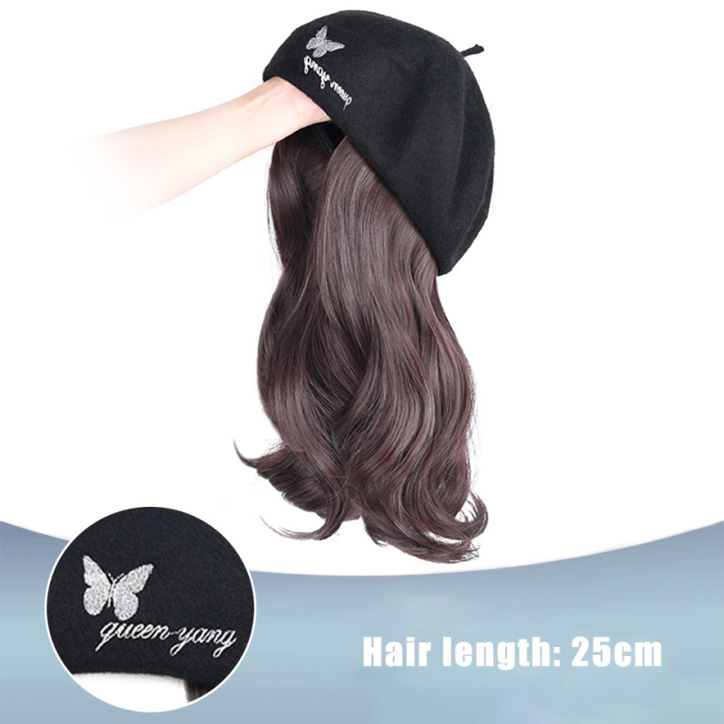 Perika u stilu beretke od baršuna za žene, kratka ravna kosa, kratka duljina, visokotemperaturna žica, model AT156