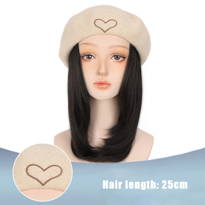 Perika u stilu beretke od baršuna za žene, kratka ravna kosa, kratka duljina, visokotemperaturna žica, model AT156