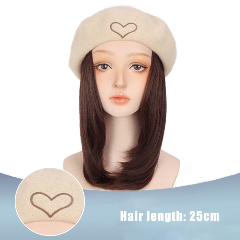 Perika u stilu beretke od baršuna za žene, kratka ravna kosa, kratka duljina, visokotemperaturna žica, model AT156