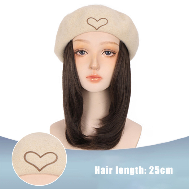 Perika u stilu beretke od baršuna za žene, kratka ravna kosa, kratka duljina, visokotemperaturna žica, model AT156