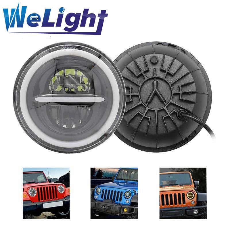 LED automobilska svjetla u Wrangler stilu s anđel očima i dnevnim svjetlom, 12-24V, 80W, IP68, 8000lm