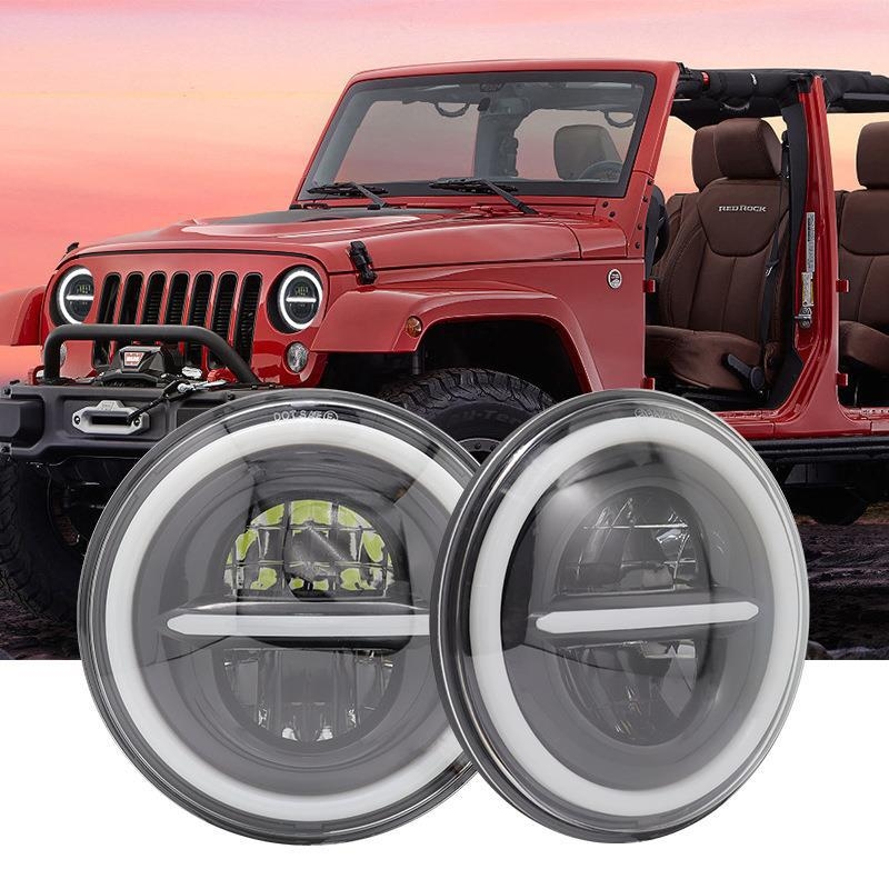 LED automobilska svjetla u Wrangler stilu s anđel očima i dnevnim svjetlom, 12-24V, 80W, IP68, 8000lm