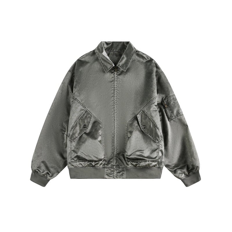 Flight jacket s dekonstruiranim patchworkom u retro američkog stila, prozračan najlon, podstava od poliestera, jednostruko kopčanje, širok kroj