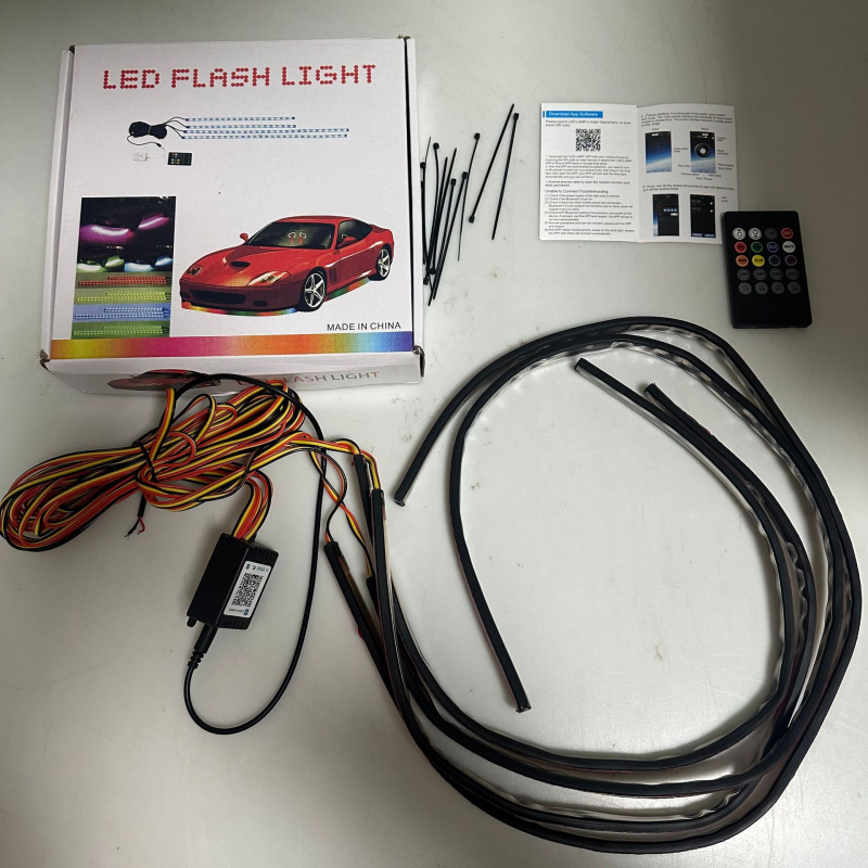 Lumină șasiu RGB pentru mașină, activare vocală, carcasă PC, 12V 1A