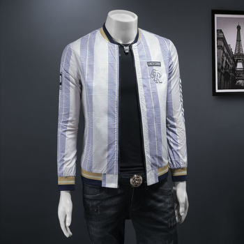 Geacă pentru bărbați slim-fit, rezistentă la vânt și la rupere, cu guler înalt și fermoar