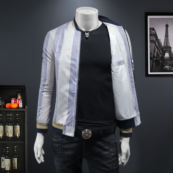 Geacă pentru bărbați slim-fit, rezistentă la vânt și la rupere, cu guler înalt și fermoar