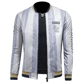 Geacă pentru bărbați slim-fit, rezistentă la vânt și la rupere, cu guler înalt și fermoar