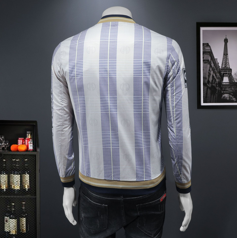 Geacă pentru bărbați slim-fit, rezistentă la vânt și la rupere, cu guler înalt și fermoar