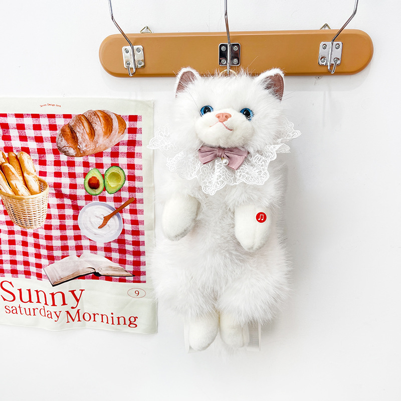 Păpușă pluş cu pisică, Pisică Rag Doll, pluș scurt cu umplutură PP bumbac, personalizare după mostră, ambalaj în pungă plasă