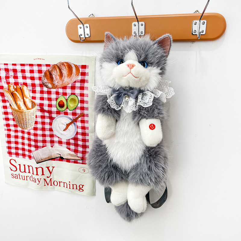 Păpușă pluş cu pisică, Pisică Rag Doll, pluș scurt cu umplutură PP bumbac, personalizare după mostră, ambalaj în pungă plasă