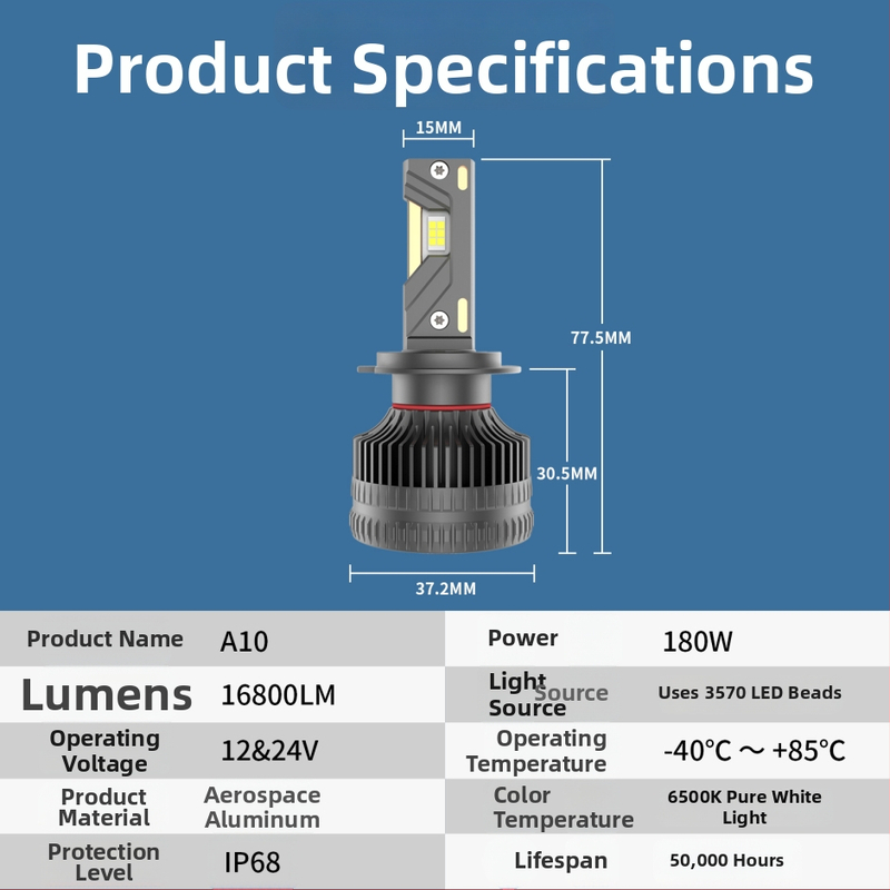 LED prednja svjetla za automobil s tri bakrene cijevi, ultra jasno, 170W, 12V, H4 integriran visok/niži snop, IP65