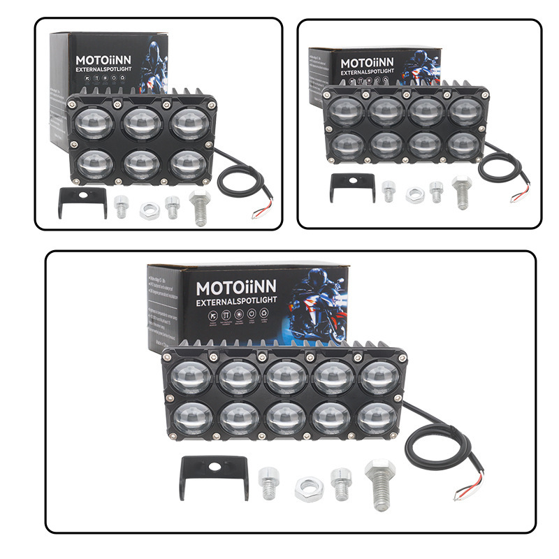 Proiector LED pentru motocicletă cu două rânduri, 33W, 12–80V, 5000–8000 lm, aluminiu, IP68