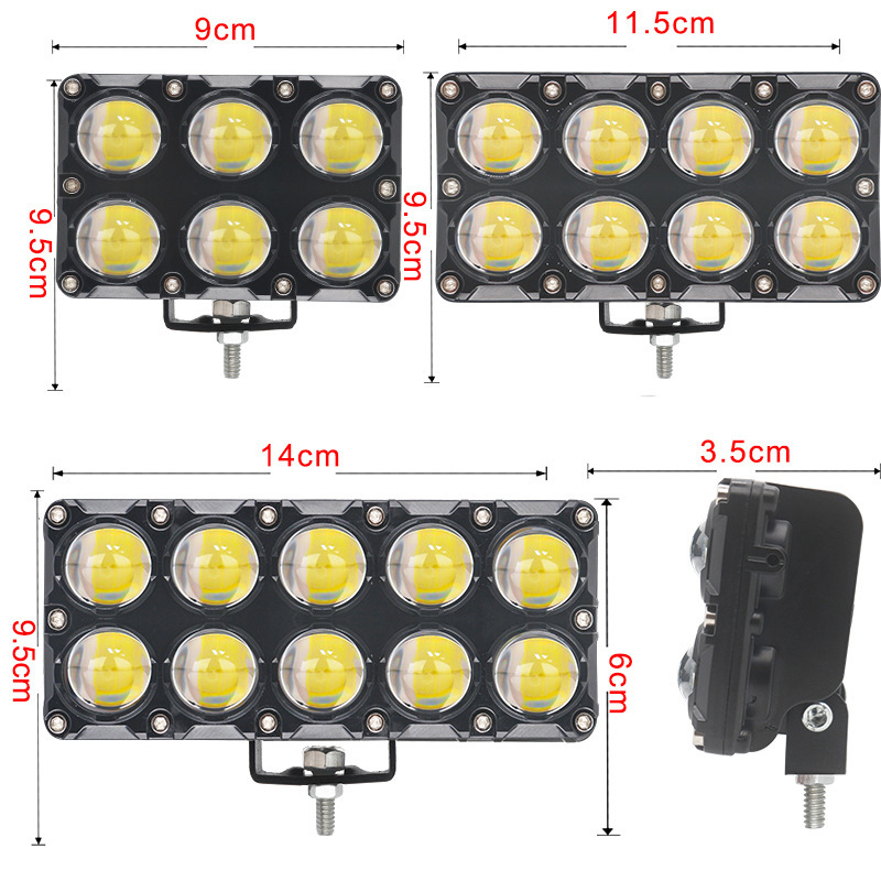 Proiector LED pentru motocicletă cu două rânduri, 33W, 12–80V, 5000–8000 lm, aluminiu, IP68