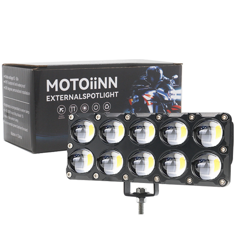 Proiector LED pentru motocicletă cu două rânduri, 33W, 12–80V, 5000–8000 lm, aluminiu, IP68